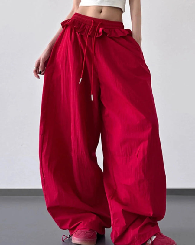 Drawstring Wide Leg Pants - Trendsi