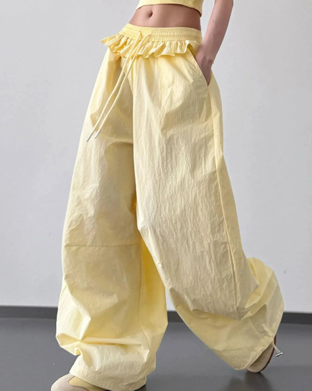 Drawstring Wide Leg Pants - Trendsi