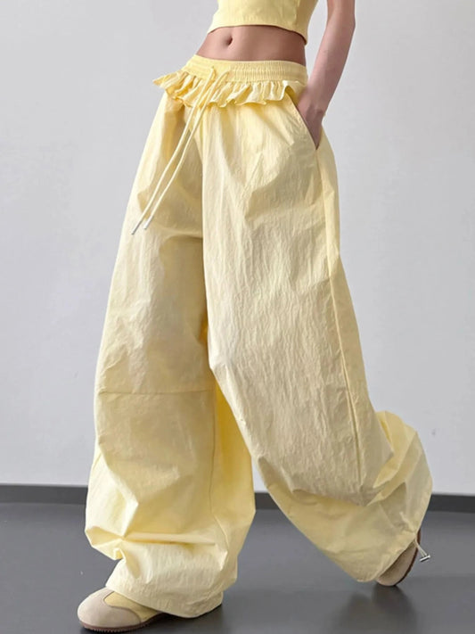 Drawstring Wide Leg Pants - Trendsi