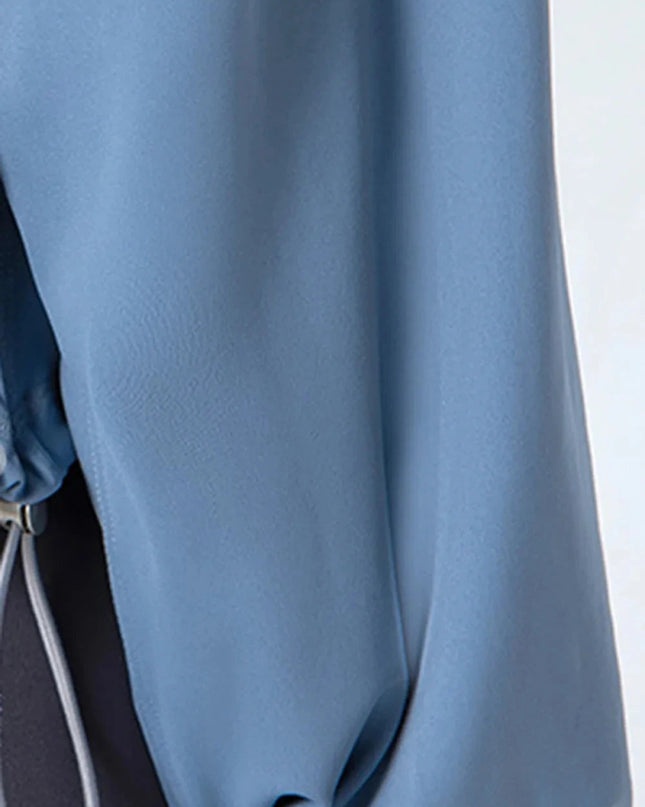 Drawstring Zip Up Dropped Shoulder Active Outerwear - Trendsi