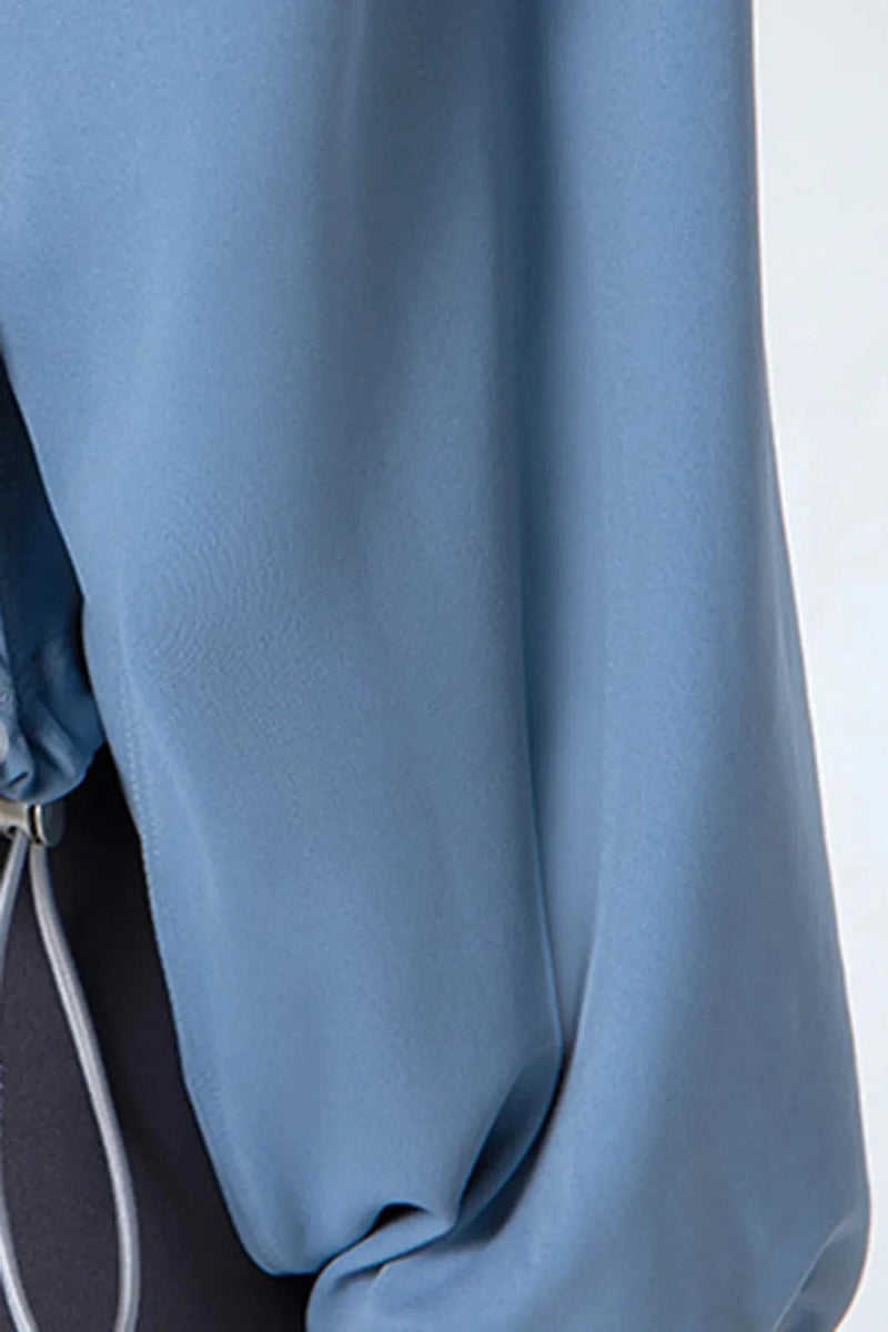 Drawstring Zip Up Dropped Shoulder Active Outerwear - Trendsi