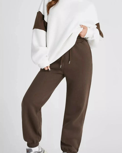 Drop Shoulder Loose Sweatshirt and Joggers Active Set - Trendsi