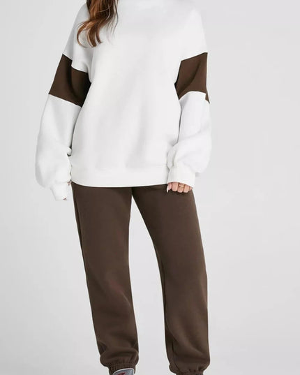 Drop Shoulder Loose Sweatshirt and Joggers Active Set - Trendsi