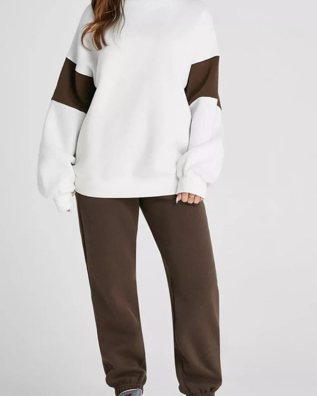 Drop Shoulder Loose Sweatshirt and Joggers Active Set - Trendsi