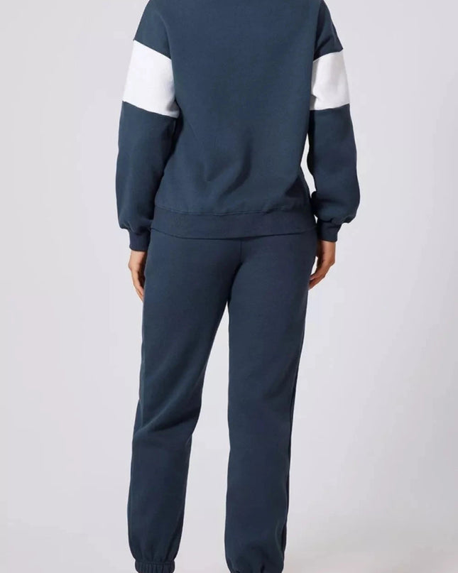 Drop Shoulder Loose Sweatshirt and Joggers Active Set - Trendsi