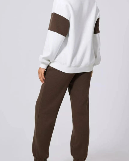 Drop Shoulder Loose Sweatshirt and Joggers Active Set - Trendsi