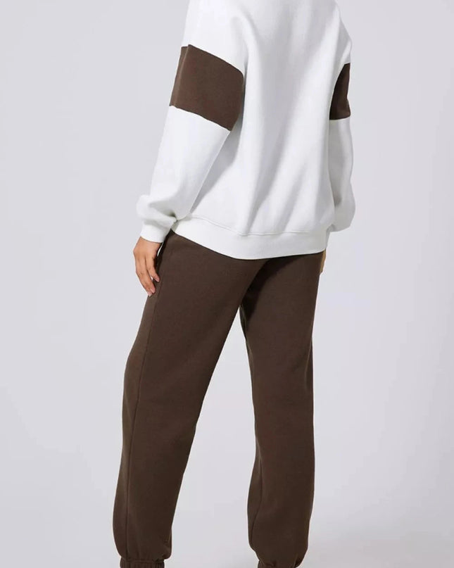Drop Shoulder Loose Sweatshirt and Joggers Active Set - Trendsi