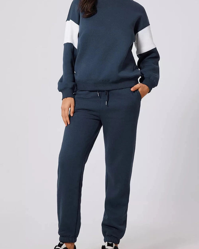 Drop Shoulder Loose Sweatshirt and Joggers Active Set - Trendsi