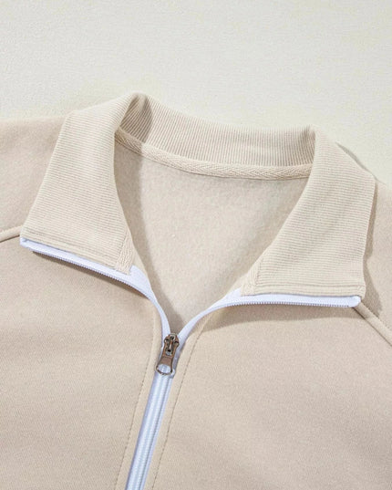 Drop Shoulder Zip Up Jacket and Drawstring Pants Active 2pcs Set - Trendsi