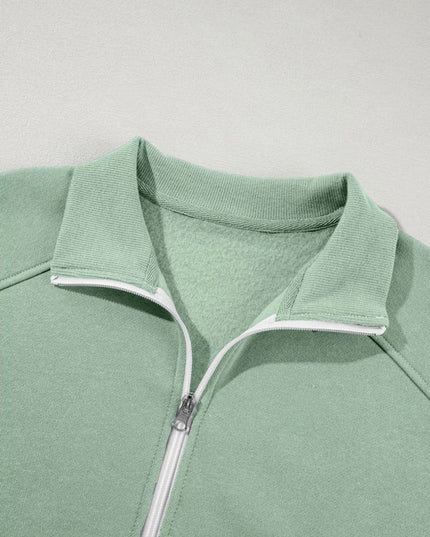 Drop Shoulder Zip Up Jacket and Drawstring Pants Active 2pcs Set - Trendsi