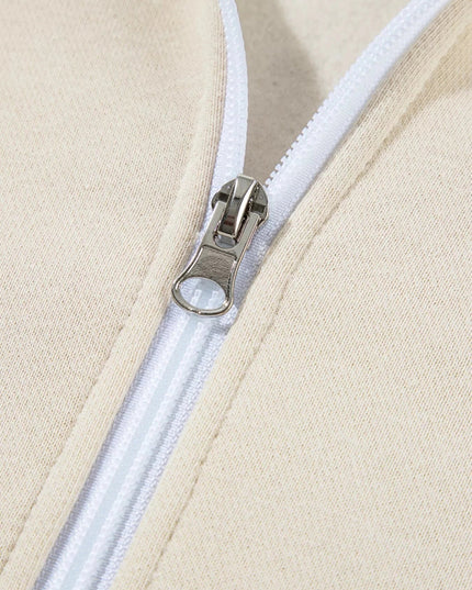 Drop Shoulder Zip Up Jacket and Drawstring Pants Active 2pcs Set - Trendsi