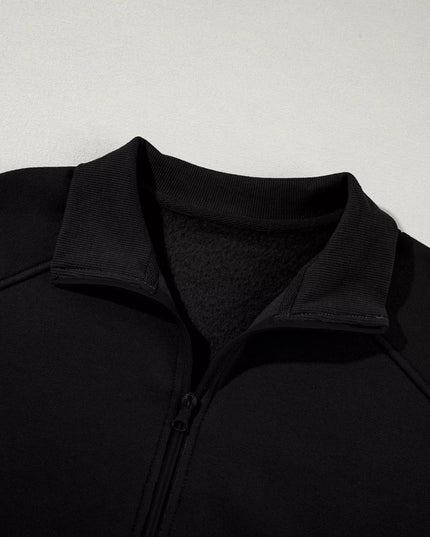 Drop Shoulder Zip Up Jacket and Drawstring Pants Active 2pcs Set - Trendsi