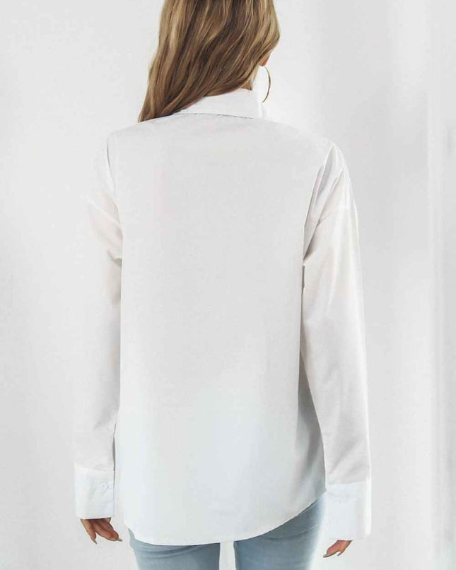 Dropped Shoulder Longline Shirt - Trendsi