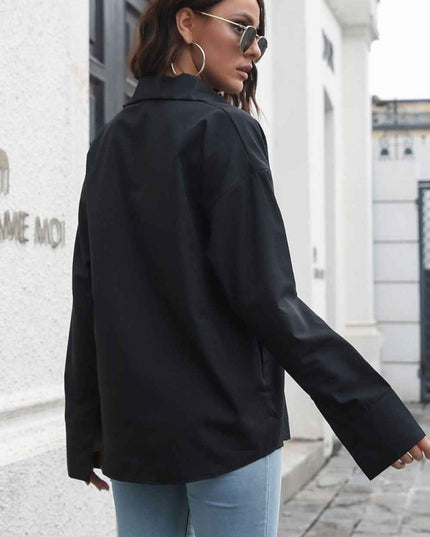 Dropped Shoulder Longline Shirt - Trendsi