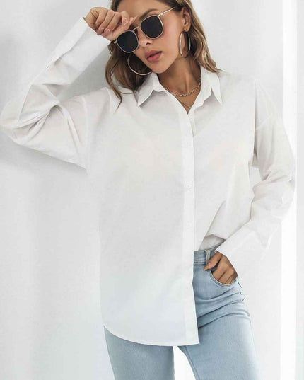 Dropped Shoulder Longline Shirt - Trendsi