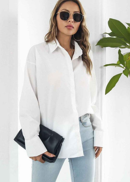 Dropped Shoulder Longline Shirt - Trendsi