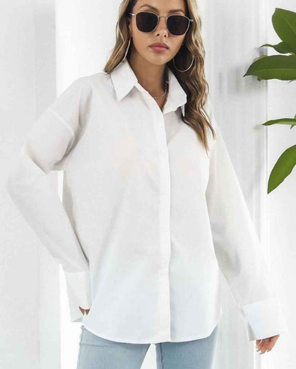 Dropped Shoulder Longline Shirt - Trendsi