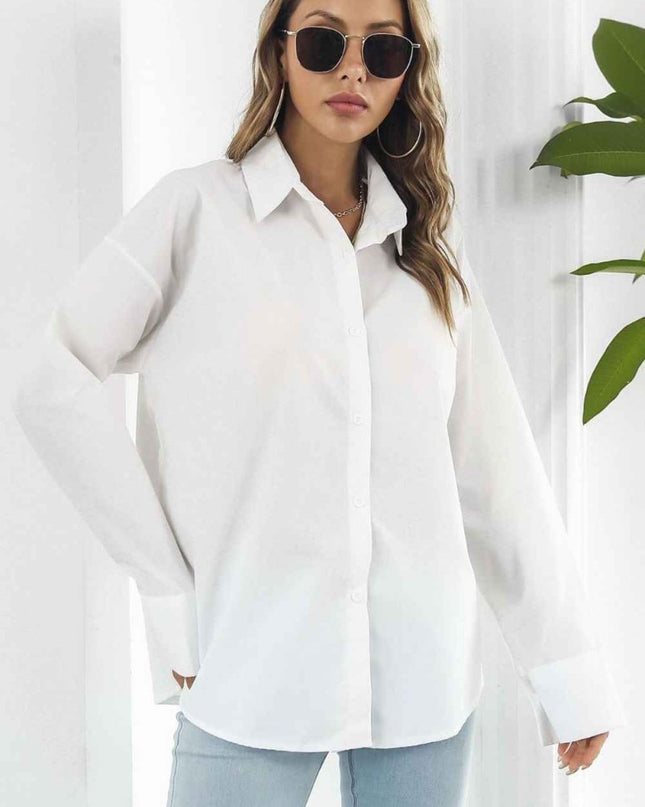 Dropped Shoulder Longline Shirt - Trendsi