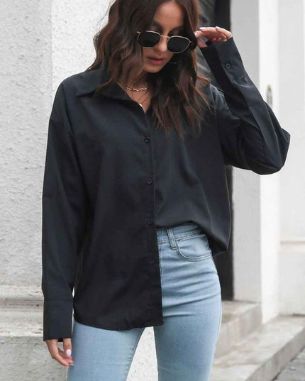 Dropped Shoulder Longline Shirt - Trendsi
