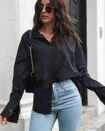 Dropped Shoulder Longline Shirt - Trendsi