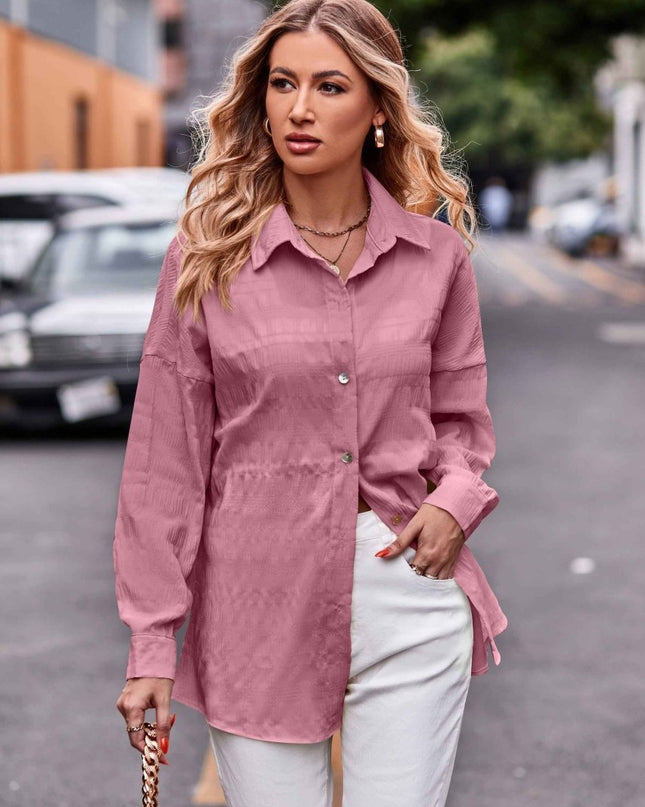 Dropped Shoulder Longline Shirt for Effortless Style and Comfort - Trendsi