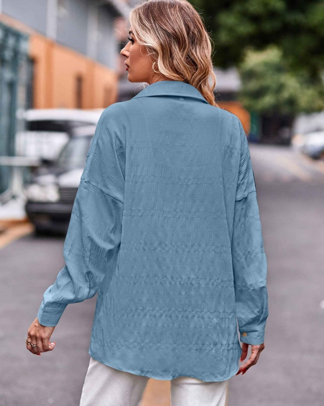 Dropped Shoulder Longline Shirt for Effortless Style and Comfort - Trendsi