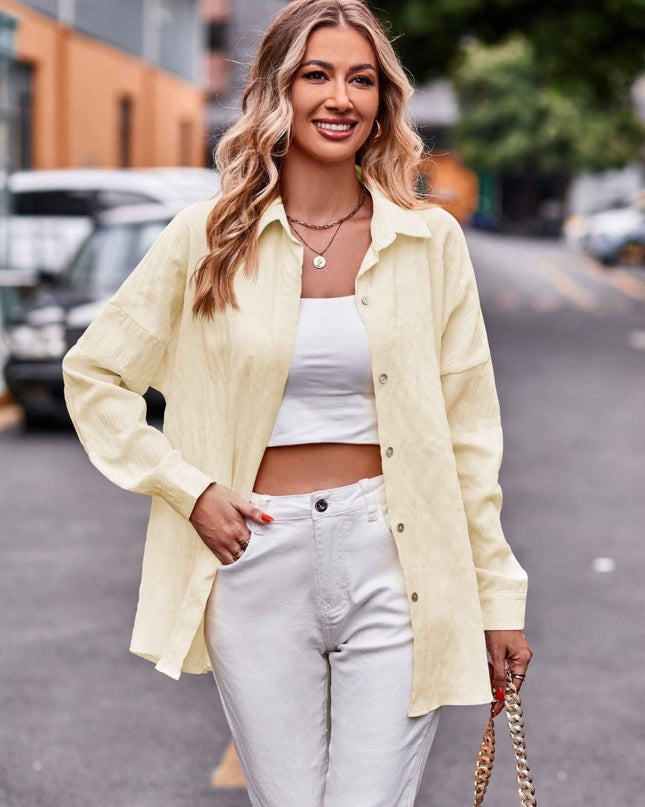 Dropped Shoulder Longline Shirt for Effortless Style and Comfort - Trendsi