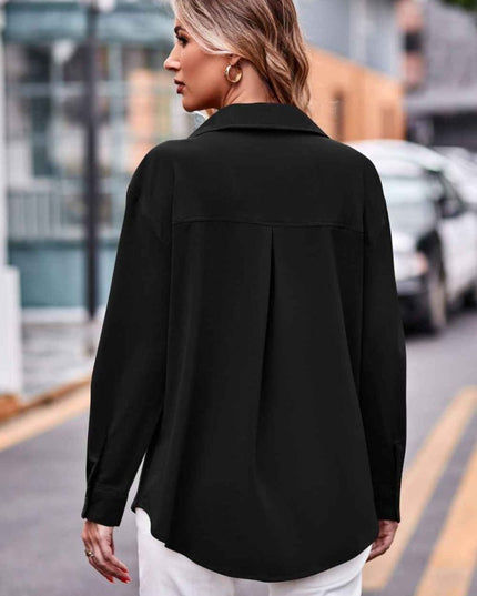 Dropped Shoulder Longline Shirt with Pockets for Effortless Style - Trendsi