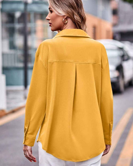 Dropped Shoulder Longline Shirt with Pockets for Effortless Style - Trendsi