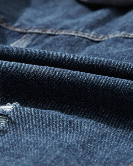 Fake Two - Piece Hooded Zip - Up Denim Jacket - Trendsi