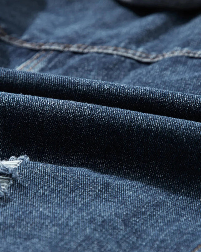 Fake Two - Piece Hooded Zip - Up Denim Jacket - Trendsi