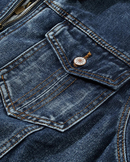 Fake Two - Piece Hooded Zip - Up Denim Jacket - Trendsi