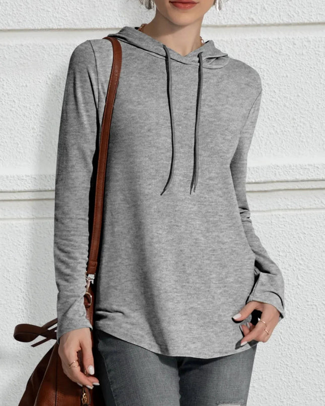 FAM - FAM Drawstring Long Sleeve Hoodie - Trendsi