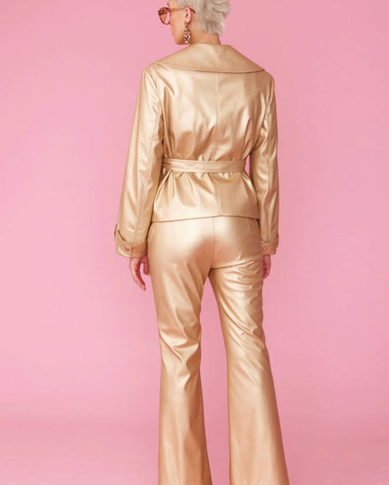 Faux Leather Metallic Gold Jacket - Jackets & Blazers - Buy Me Fur Ltd