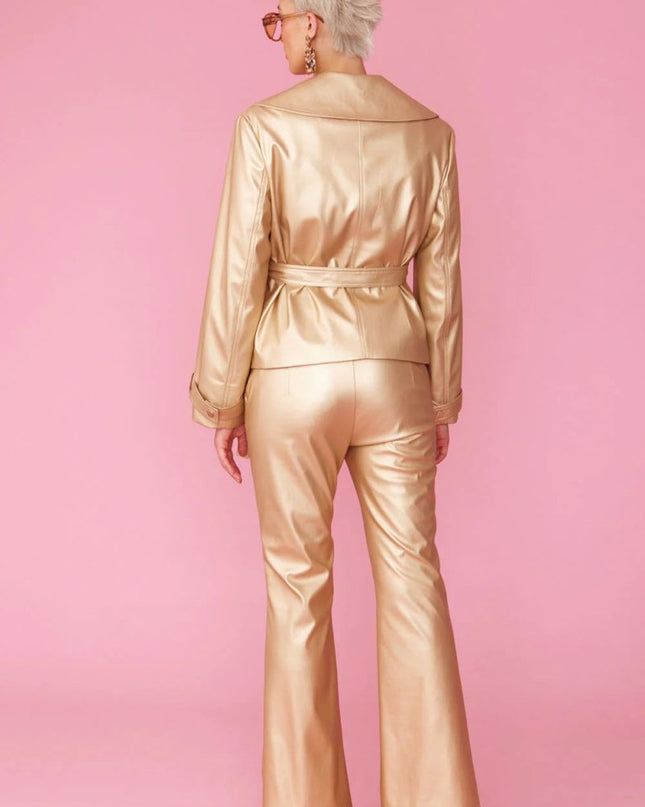 Faux Leather Metallic Gold Jacket - Jackets & Blazers - Buy Me Fur Ltd