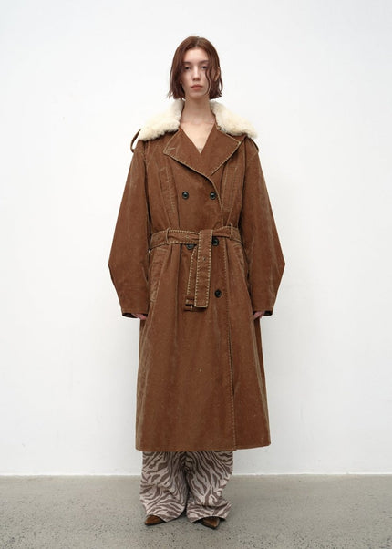 Fireladyfur Detachable Wool Lapel Goose Down Parka