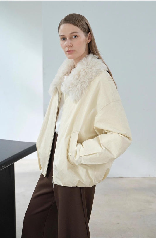 Fireladyfur Short Parka with Detachable Tuscan Fur Collar"Mariette" - parka - Firelady Fur