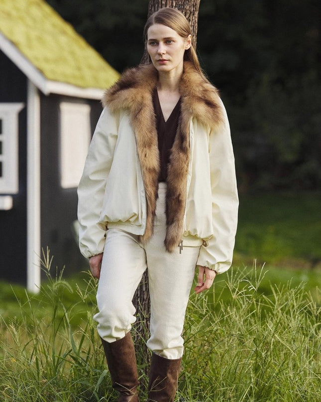 Fireladyfur Women's Detachable Contrasting Fox Fur Collar Down Jacket"Day and Night Rider" - Parka - Firelady Fur