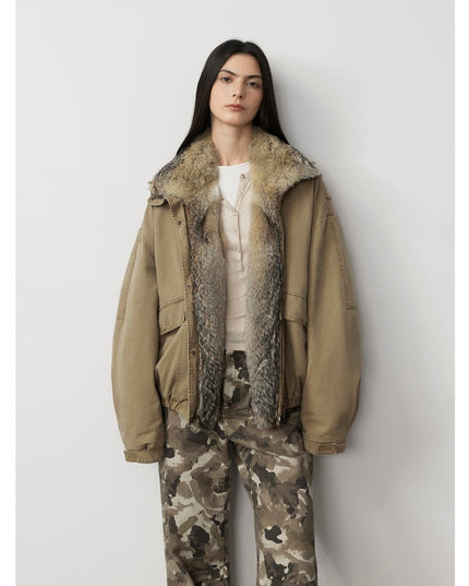 Fireladyfur Women's Fashion Goose Down Parka with Fox Fur Collar“City Cruise” - Parka - Firelady Fur