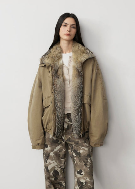 Fireladyfur Women's Fashion Goose Down Parka with Fox Fur Collar“City Cruise” - Parka - Firelady Fur