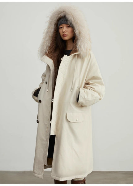 Fireladyfur Women’s Hooded Down Parka Cold Weather“Manchester City old story” - Parka - Firelady Fur