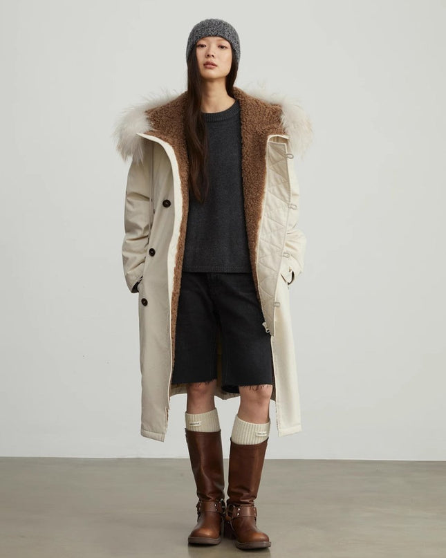 Fireladyfur Women’s Hooded Down Parka Cold Weather“Manchester City old story” - Parka - Firelady Fur