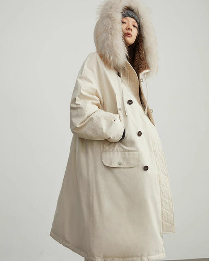 Fireladyfur Women’s Hooded Down Parka Cold Weather“Manchester City old story” - Parka - Firelady Fur