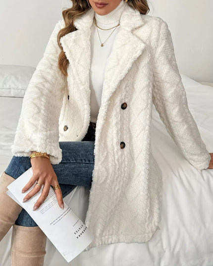 Fleece Double-Breasted Longline Coat