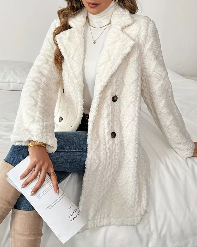 Fleece Double-Breasted Longline Coat