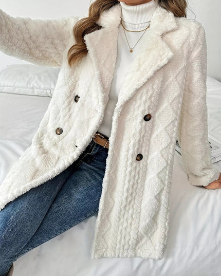Fleece Double-Breasted Longline Coat
