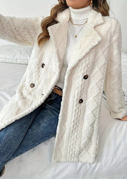 Fleece Double-Breasted Longline Coat