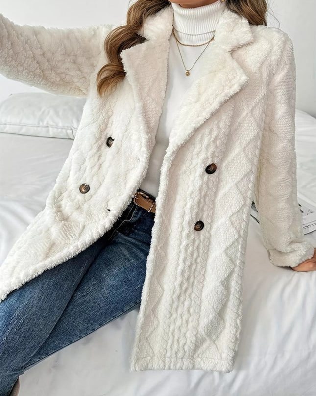 Fleece Double-Breasted Longline Coat