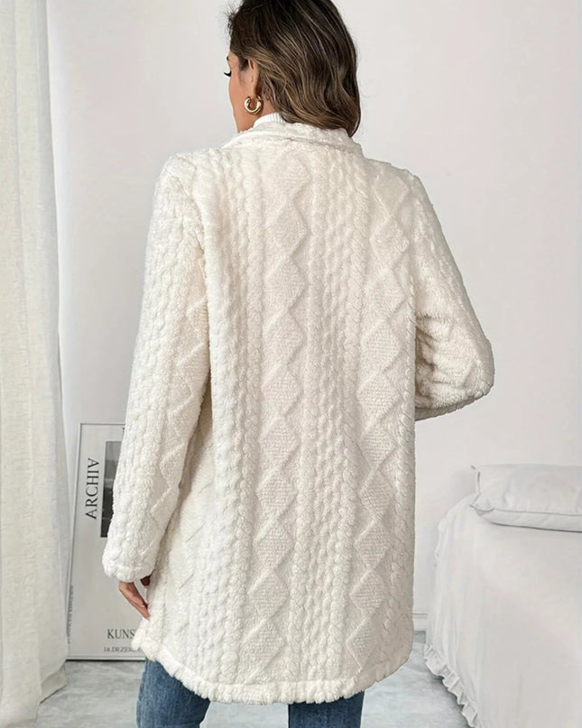 Fleece Double-Breasted Longline Coat