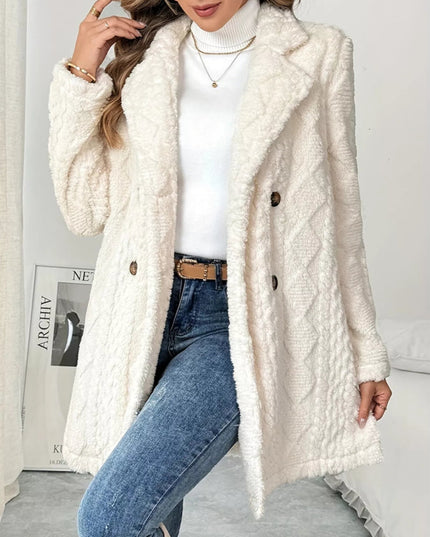 Fleece Double-Breasted Longline Coat